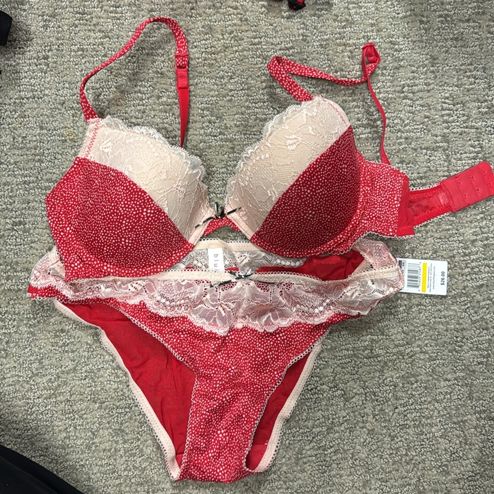 Blush brand bra with mild push up and matching panties